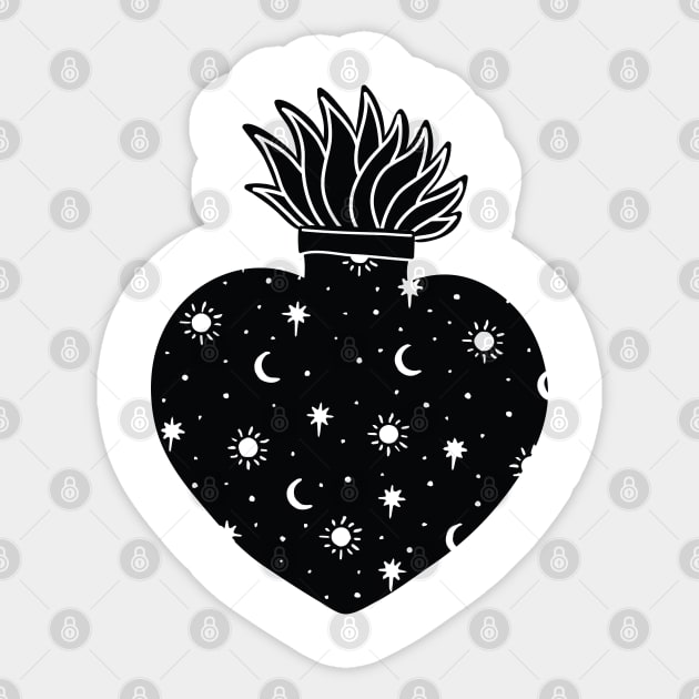 Cosmic Sacred Heart Sticker by MinimalLineARt